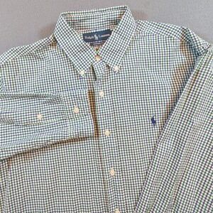 Ralph Lauren Mens Custom Fit Button Down Shirt Gingham Plaid
